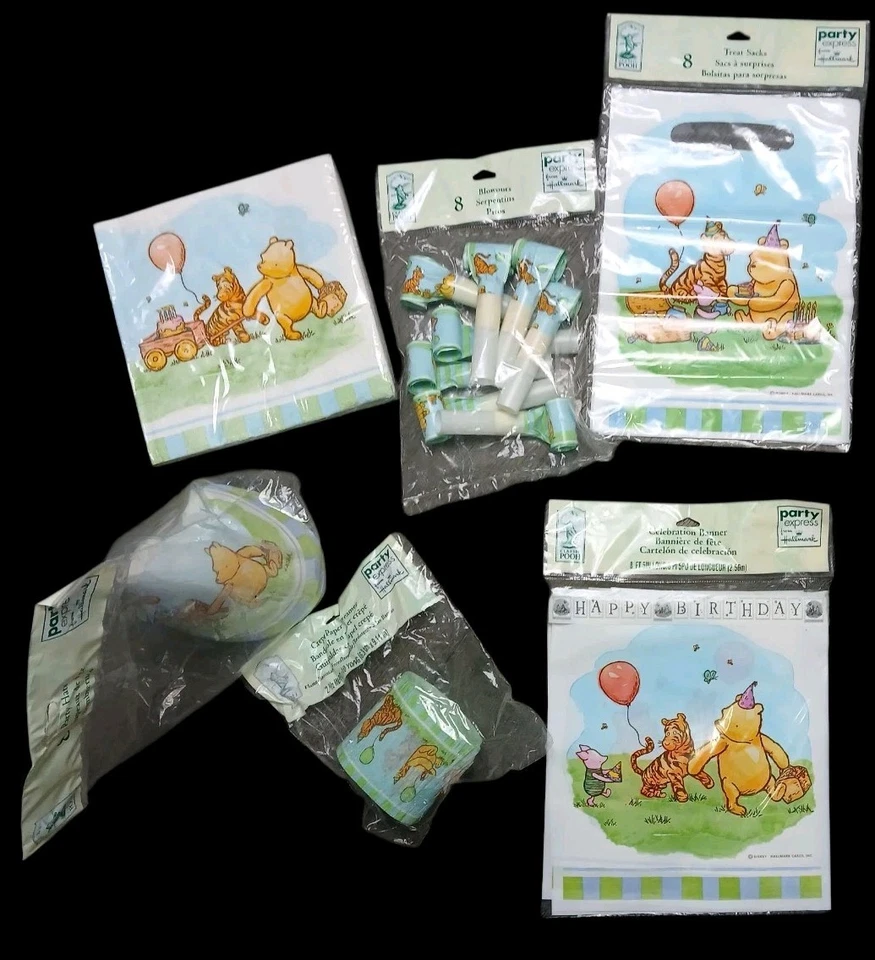Hallmark Disney Winnie The Pooh Fiesta de Cumpleaños Banner Streamer Sombreros Explosiones Foto 1 de 4