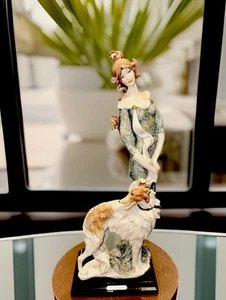 Beautiful Vtg Giuseppe Armani “Lady with Borzoi Dog” Signed Porcelain Statue 87 - Picture 1 of 14