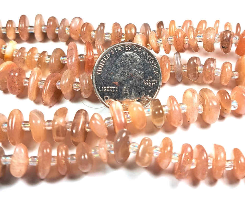 8-12mm Orange Moonstone Chip Gemstone Beads 8-Inch Strand - Image 1 of 1
