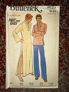 BUTTERICK Fast & Easy pattern 3625 vintage 70s MEN'S CAFTAN SHIRT M 38-40 UC - Picture 1 of 3