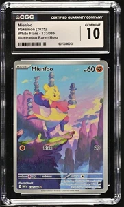 2025 POKEMON WHT EN-WHITE FLARE ILLUSTRATION RARE #133 MIENFOO CGC 10 LOW POP - Picture 1 of 2