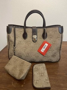 Bolso de Mano Dooney & Bourke DB Monograma Doble Asa con Bolsa para Monedas y Cartera Nuevo con Etiquetas - Imagen 1 de 10