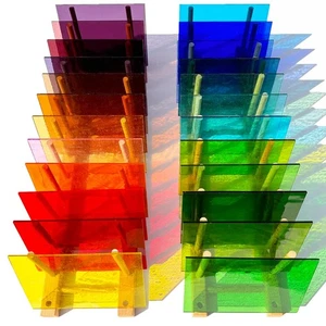 24 Hojas Láminas de Vidrieras Transparentes Lisa Colores Arco Iris, 6 X 4 pulgadas... - Imagen 1 de 6