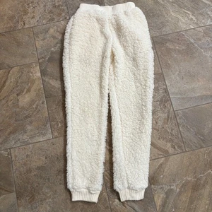Fashion Nova Cream Sherpa Joggers Cozy Lounge Pants Soft Comfy Women's S - Picture 1 of 5