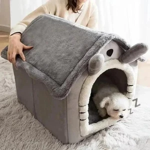 Interior Cálido Casa para Perros Suave Mascotas Cama Tienda Casa Perrera con Cojín Extraíble - Imagen 1 de 7
