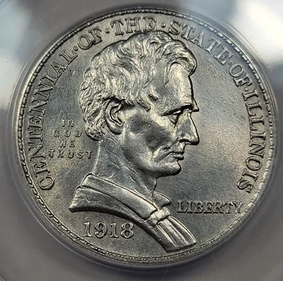 1918 50c Lincoln Commemorative Half Dollar ANACS MS60 Details Cleaned *K1019 - Image 1 of 3