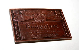 Vintage Budweiser Lager Beer Bottle Label Copper Look 1980s NOS New Belt Buckle - Picture 1 of 2