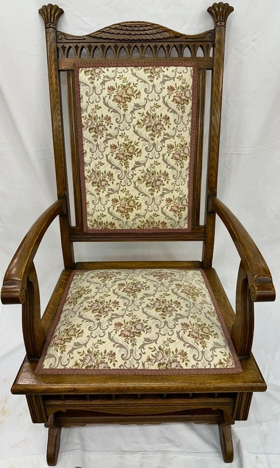 Antique Late 1800s Eastlake Carved Oak Platform Rocking Chair - Image 1 of 4