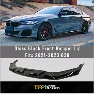 For 2021-2023 BMW 5 Series G30 530i M Sport Gloss Black Front Bumper Lip Spoiler - Picture 1 of 18
