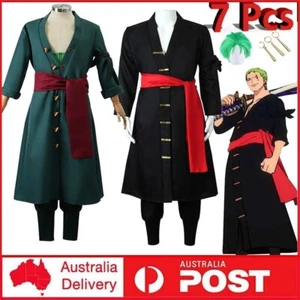 Kids Boys Anime One Piece Roronoa Zoro Cosplay Costume Kimono Uniform Party Suit - Picture 1 of 23