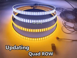 4x 15.5" QUAD ROW Amber+White Turn Signal LED Wheel Rings Rim Lights Set(Metal) - Picture 1 of 8