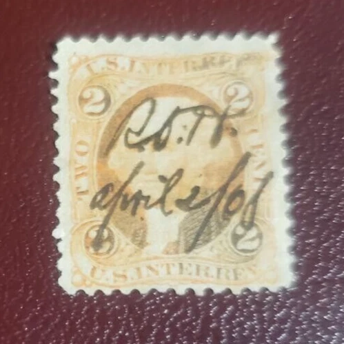 US Used IRS Stamp- Scott #R15c Washington 2c Orange IRS Canceled April 2, 1868 - Image 1 of 1