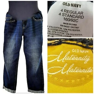 Pantalones de mezclilla Old Navy Maternity para mujer talla 4 azul lavado oscuro bolsillos bigotes - Imagen 1 de 14