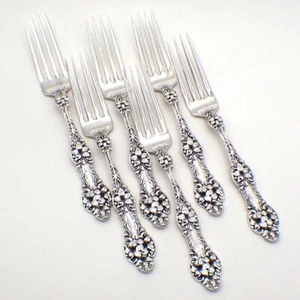 Old Orange Blossom 6 Forks Set Alvin Sterling Silver Mono W - Picture 1 of 4