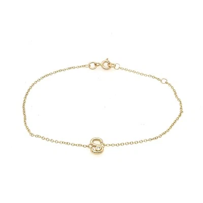 9ct Yellow Gold Diamond Initial Bracelet, Set with Letter "S" - Image 1 of 4