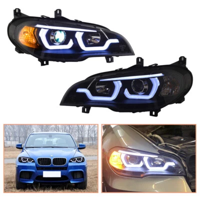 For BMW X5 E70 Headlamps 2007-2013 HID Projector LED DRL Replace OEM Headlight Foto 1 de 4