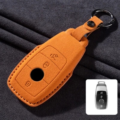 For Mercedes Benz A C S E Class 3 Button Leather Remote Car Key Fob Case Cover Foto 1 de 4