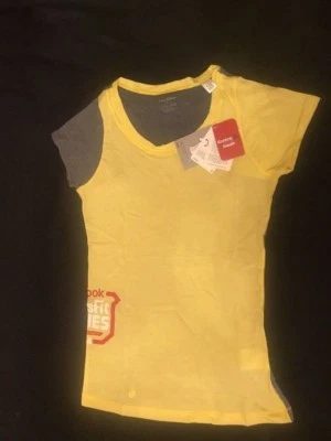 Top amarillo y gris REEBOK NUEVO CON ETIQUETAS 2014 Crossfit Games gráfico para mujer talla S Foto 1 de 4