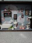 Dollhouse miniatures Furniture, Shadow Box, Bathroom Theme