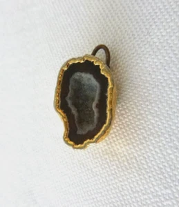 Vintage Gold-Plated Geode Stone Pendant Tests Amethyst 5/8 inch Long - Picture 1 of 5