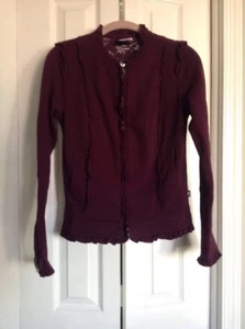 Sudadera L.A. KITTY Grande Púrpura Profundo Cremallera Completa Volantes Frontal Mezcla de Algodón L - Imagen 1 de 9