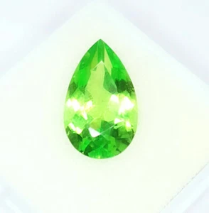 Loose Gemstone Natural Green Peridot Certified 9.17 Ct Peridot Pear Shape Gems - Picture 1 of 9