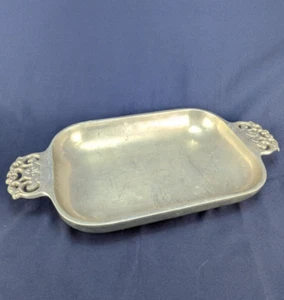 Vintage Nambe #210 Aluminum Serving Tray with Ornate Handles - Mid-Century Moder - Imagen 1 de 9