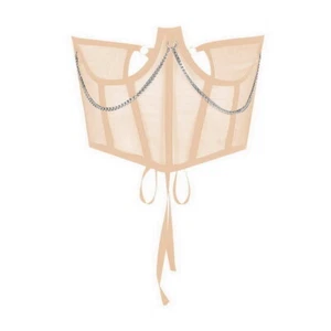 3 Colors Lace Up Wide Mesh See Through Waist Shaper Metal Chain Stretchy Corset - Picture 1 of 15