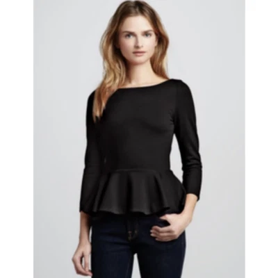 Алиса + Оливия работает женщин черный пеплум верхняя рубашка размер S эластичной блузка - Изображение 1 из 4