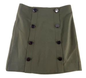 Loft Damenrock vorne geknöpft hinten Reißverschluss gefüttert Größe 2 Armeegrün Poly-Mischung - Bild 1 von 12