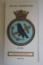 Ships Badges Vintage 1925 Pre WWII Wills Classic Collector Card Hood