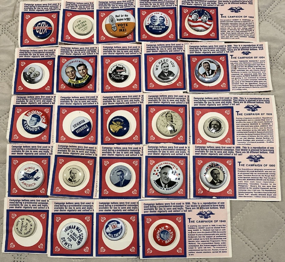 Lot 24 Different Vintage Amoco Oil promo Reproduction Political Campaign Pins  - Image 1 of 1