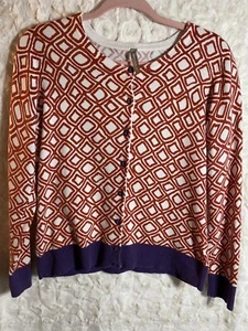 Hanna Andersson Christmas cardigan sz SM Women Sweater red white purple - Picture 1 of 6