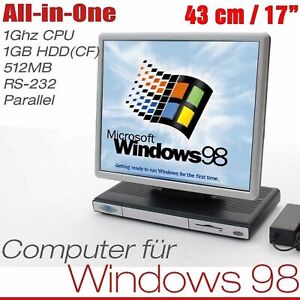 Monobloc PC 17 " Monitor For Ms-dos Windows 95 98 1 GHZ 512 MB 1GB RS232 Paralel