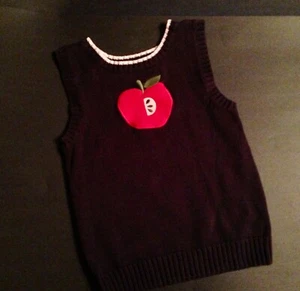 Gymboree Prep School Navy Apple Sweater Vest 10 VGUC - Picture 1 of 4