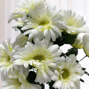 Set of 2 Creamy White Artificial Gerbera Daisy 17" Floral Bushes - Picture 1 of 2