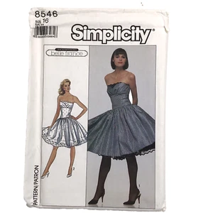 Simplicity 8546 Trägerloses Kleid Rockabilly Style Schnittmuster Größe 16 UNGESCHNITTEN - Bild 1 von 4