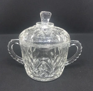 Vintage Anchor Hocking Prescut Pineapple Pattern Clear Glass Sugar Bowl w/ Lid - Picture 1 of 2