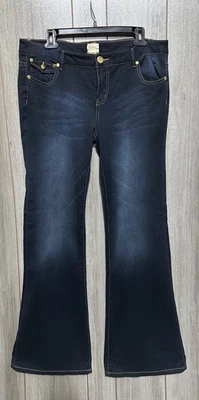 Jeans acampanados de tiro medio lavado oscuro Y2K vintage Arden B Dead Stock para mujer 14 Foto 1 de 4