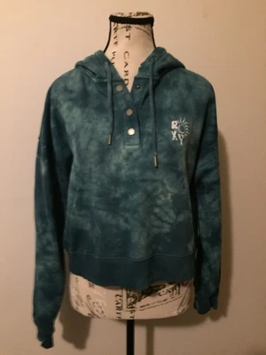 Roxy Girls Trip Pullover Teal Crop Hoodie Women's Sweatshirt Size Medium - Image 1 of 4