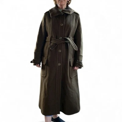 MaxMara VINTAGE Women's Belted Wool Long Winter Coat Back Pleat Brown Size 12 * - Image 1 of 4