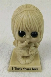 Vintage 1970 Russ Wallace  RW Berrie I Think You're Nice Big Eyed Girl Figurine - Picture 1 of 8