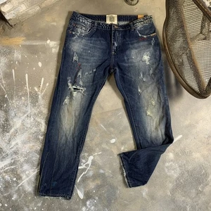 Jeans donna Wiya taglio basso usato look denim distrutto M 38 40 - Foto 1 di 7
