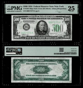 FR.#2201-B DGS 1934 BANCONOTA 500 $ RISERVA FEDERALE, NEW YORK~PMG MOLTO BELLA 25 - Foto 1 di 1