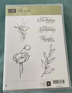 Stampin' Up! ~Simply Sketched - Stempelset~Gebraucht! Top Zustand - Vogel - Natur - Bild 1 von 3