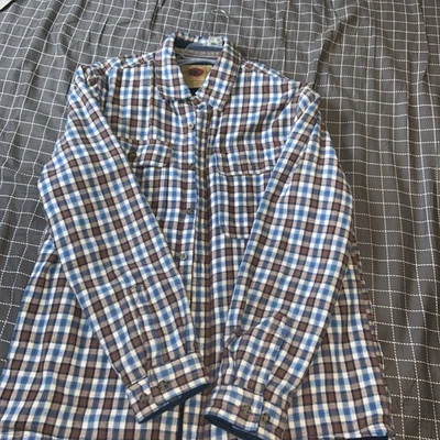 Boston Traders Blue Red Flannel Fleece Lined Shacket Jacket Shirt Size L - Image 1 of 4