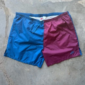 Vintage Nike Shorts Herren L Colorblock Nylon Track Shorts blau & weinrot 90er - Bild 1 von 8