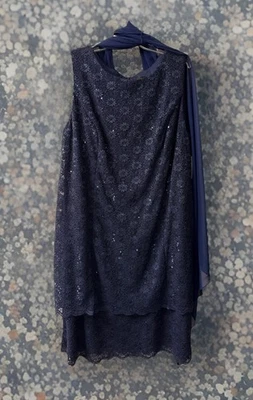 Vestido Alex Evenings Azul Oscuro Lentejuelas Talla 22w Foto 1 de 4