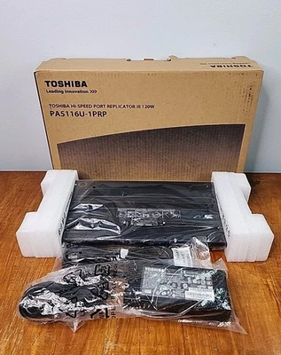 Toshiba высокоскоростной порт репликатор III 120 Вт модель PA5116U-1PRP открытая коробка новый - Изображение 1 из 4