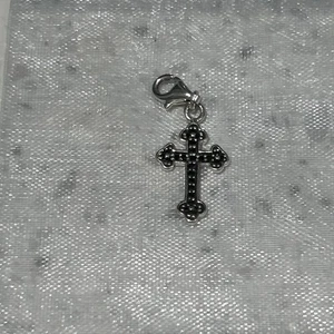 Thomas Sabo Sterling Silver & Black CZ Set Halloween Gothic Cross Charm RARE - Picture 1 of 3